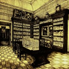 Padre Pio - bozzetto scenografia della biblioteca del convento realizzato da Giuseppe Pirrotta per il film tv