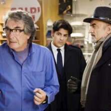 Il regista Neri Parenti sul set di Vacanze di Natale a Cortina insieme a Ivano Marescotti e Dario Bandiera