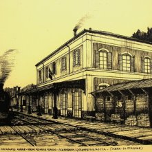 Un viaggio chiamato amore - bozzetto scenografia della stazione realizzata da G. Pirrotta