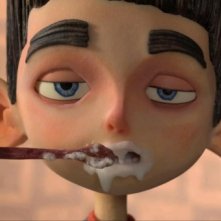 ParaNorman: Norman si lava i denti col suo spettrale spazzolino in una scena del film