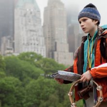 Il piccolo Thomas Horn a Central Park in una scena di Molto forte, incredibilmente vicino