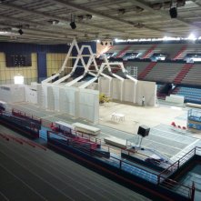 Il Villaggio di Cartone costruzione scenografia chiesa progettata da G. Pirrotta.