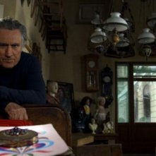 Lando Buzzanca sul set della serie di Rai Uno, Il restauratore