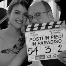 Carlo Verdone insieme a Nadir Caselli sul set di Posti in piedi in Paradiso