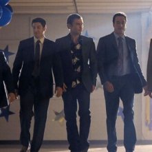 Jason Biggs, Chris Klein, Thomas Ian Nicholas, Seann William Scott e Eddie Kaye Thomas in una scena di American Pie - Ancora insieme