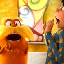 Lorax insieme al giovane Onceler in una scena del film Lorax - Il guardiano della foresta