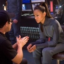 J.J. Abrams e Zoe Saldana sul set di Star Trek 2