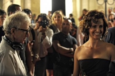 Marta Zoffoli sul set di Nero Fiddled accanto a Woody Allen