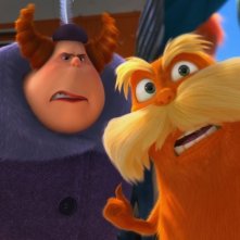 Lorax - Il guardiano della foresta: il Lorax insieme all'acidissima Zia Griselda in una scena del film