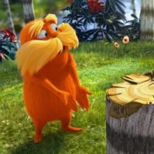Lorax - Il guardiano della foresta: Lorax che protesta a nome di tutti gli alberi di Truffula per il disboscamento iniziato da Onceler