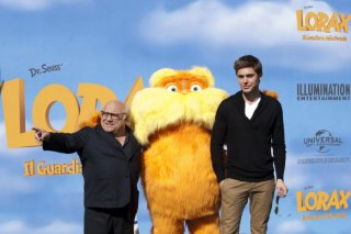 Lorax - Il guardiano della foresta: Danny DeVito e Zac Efron insieme a Lorax durante la tappa romana del tour promozionale