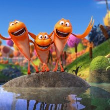 Lorax - Il guardiano della foresta: i simpatici pescetti rossi Pip, Finn e Gil in una scena del film
