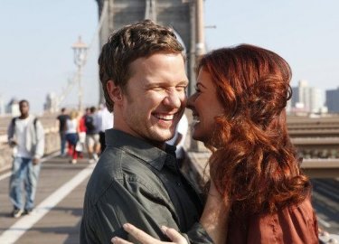 Will Chase and Debra Messing in a still photo from the second episode of Smash