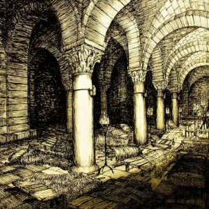 Film -I cavalieri che fecero l'impresa -Bozzetto scenografia  cripta