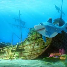 Seafood - Un pesce fuor d'acqua: lo squalo Julius accanto ad un relitto in una scena del film