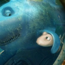Seafood - Un pesce fuor d'acqua: lo squalo pinna bianca Julius con il piccolo Pup in una scena del film