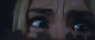 Gli occhi terrorizzati di Anna Hutchison in una suggestiva scena dell'horror Quella casa nel bosco