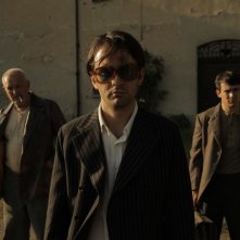 La casa nel vento dei morti: Luca Magri, Marco Iannitello e Francesco Barilli posano sul set del film