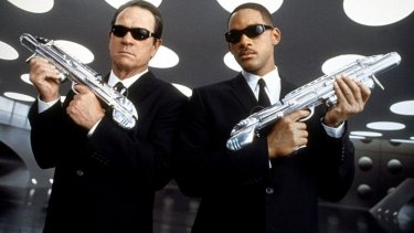 Tommy Lee Jones and Will Smith in a promotional image from the film Men in Black
