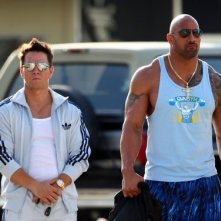 Mark Wahlberg e Dwayne Johnson sul set di Pain and Gain