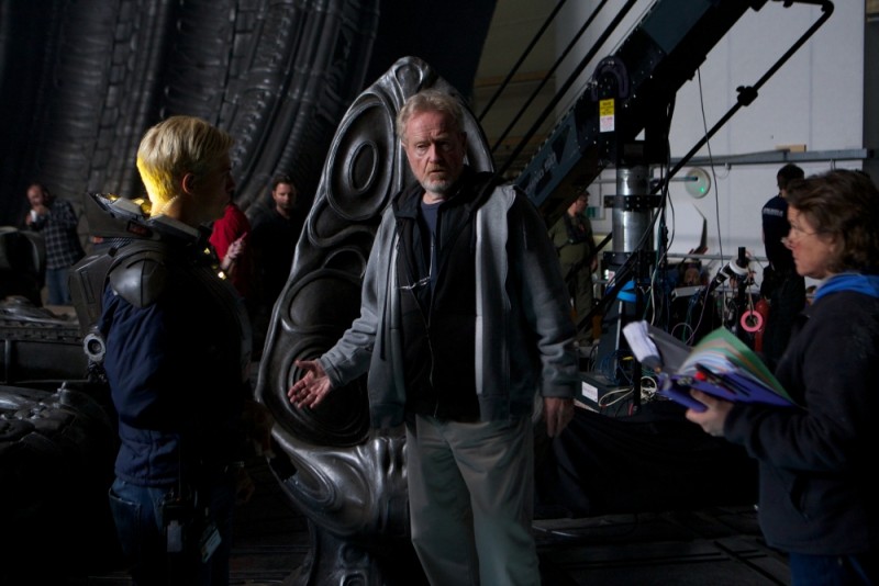 Ridley Scott sul set di Prometheus