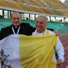 100 metri dal paradiso: Domenico Fortunato sorride sul set del film insieme a Giorgio Colangeli