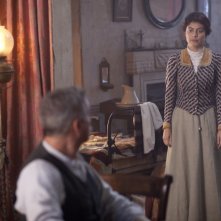 Alessandra Mastronardi durante una scena della miniserie di Rai Uno, Titanic Nascita di una leggenda