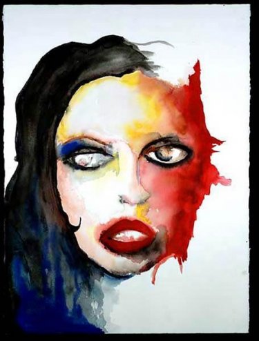 Rose McGowan in un ritratto ad acquerello di Marilyn Manson