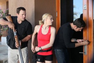 Chuck: Adam Baldwin, Yvonne Strahovski e Zachary Levi nell'episodio Chuck Versus the Bearded Bandit