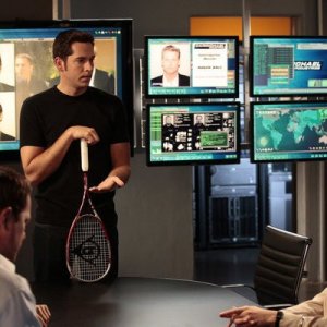 Chuck: Adam Baldwin, Zachary Levi e Yvonne Strahovski nell'episodio Chuck vs. the Zoom