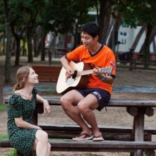 Isabelle Huppert in un'immagine di In Another Country insieme a Jun-sang Yu