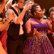 Chris Colfer e Amber Riley in una scena dell'episodio Prom-A-Saurus