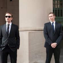 Cosmpolis: Robert Pattinson in una scena del film insieme a Kevin Durand