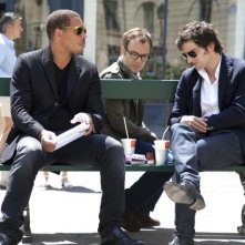 L'amore dura tre anni: Gaspard Proust con Jonathan Lambert e Joey Starr in una scena del film