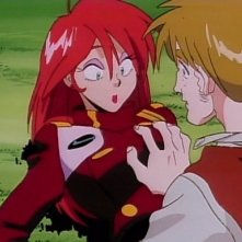 Ayrton palpa Grandis in una divertente scena dell'episodio Addio, Red Noah, della serie-tv Nadia