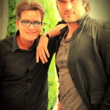 Charlie Sheen e Rober Rodriguez sul set di Machete Kills