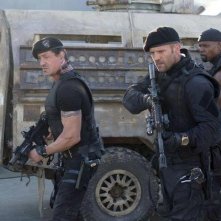 I mercenari 2: Sylvester Stallone, Jason Statham e Terry Crews in una scena del film