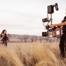 Nicola Pecorini impegnato sul set di Tideland con Jodelle Ferland 
