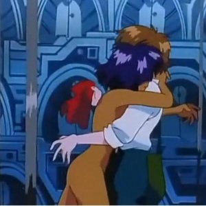 Nadia e Jean in una toccante scena dell'episodio Addio, Red Noah de Il mistero della pietra azzurra