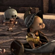 Gladiatori di Roma: baby gladiatori in azione in una scena del film animato di Iginio Straffi