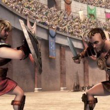 Gladiatori di Roma: Timo si difende dagli attacchi di Cassio durante un combattimento in una scena