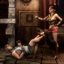 Gladiatori di Roma: Timo tra le grinfie della lottatrice Diana in una scena del film