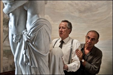 Giuseppe Tornatore con Geoffrey Rush sul set del film La migliore offerta (2013)