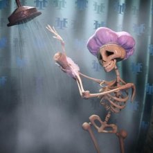 Hotel Transylvania: scheletri attenti all'igiene personale in una scena del film