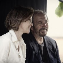 Il rosso e il blu: il regista Giuseppe Piccioni con Margherita Buy sul set del film