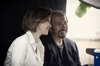 Il rosso e il blu: il regista Giuseppe Piccioni con Margherita Buy sul set del film