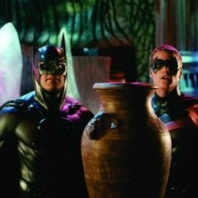 Batman & Robin: George Clooney e Chris O'Donnell in una scena del film