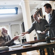 Giuseppe Tornatore con Geoffrey Rush e Donald Sutherland sul set del film La migliore offerta (2013)