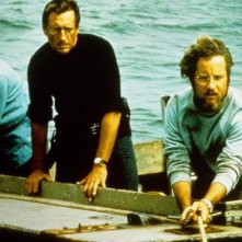 Lo squalo: Roy Scheider, Richard Dreyfuss e Robert Shaw in una scena del film