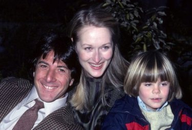 Dustin Hoffman con Meryl Streep sul set di Kramer contro Kramer con Justin Henry